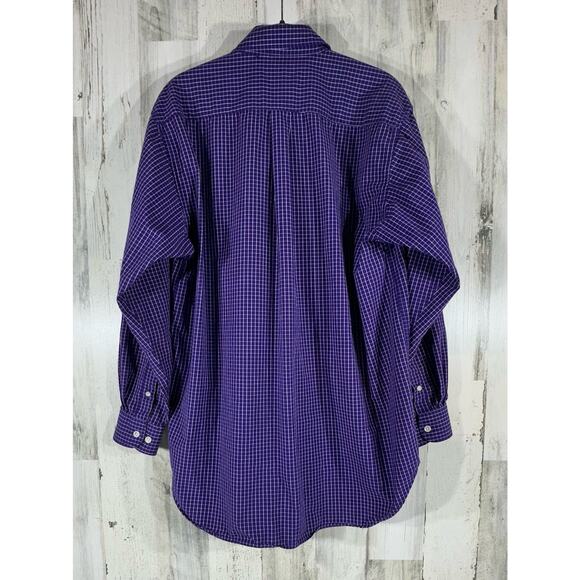 Crable Sportswear LSU Tigers Mens Shirt Size Medium Purple Windowpane Plaid - Picture 2 of 9